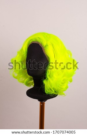 curly colored neon mannequin wig
