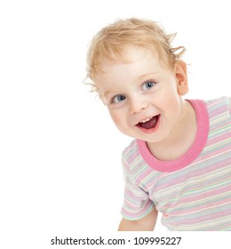Curly cute child playing hide and seek