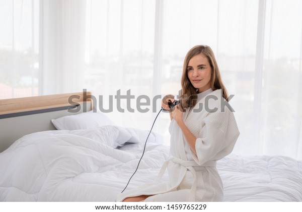 Curly Hair Beautiful Smiling Woman Long Stock Photo Edit Now
