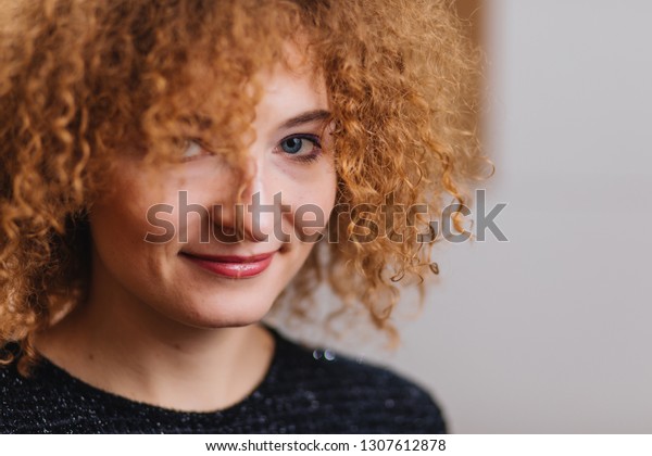 Curly Hair Perm Woman Portrait Beautiful Stock Photo Edit Now