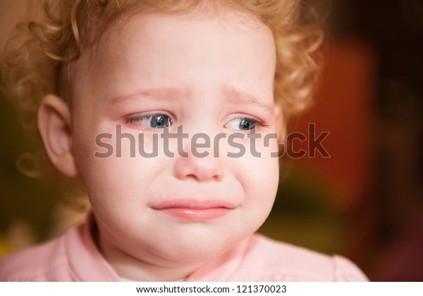 Curly Haired Blonde Baby Crying Face Stock Photo Edit Now 121370023