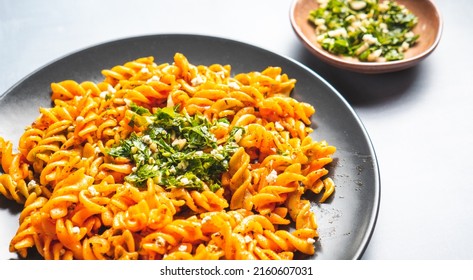 Curly Pasta Macaroni Tomato Gremolata Sauce Stock Photo 2160607031 ...