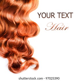 Curly Red Hair over white