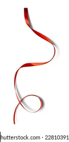 Curly Red Ribbon Isolated On White Background