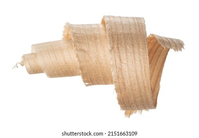 Curly wood shaving isolated on white background