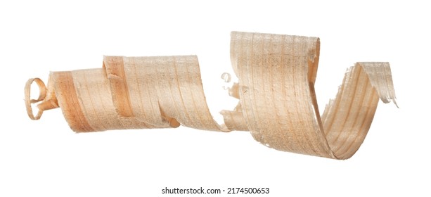 Curly wood shaving isolated on white background