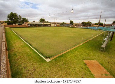 CURRAMULKA, YORKE PENINSULA, SOUTH AUSTRALIA, JANUARY 2021; The bowls club in the centre of the community is kept green even through drought.