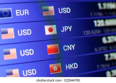 Currency Exchange Concept. Usd/jpy Usd/cny Usd/hkd Rates