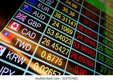 currency exchange rate on digital LED display board - Shutterstock ID 315757421