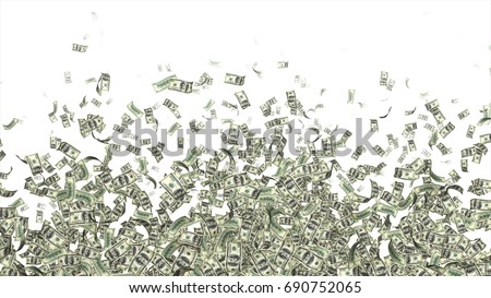 Currency Money Dollar Flying in air and making a pattern for text space