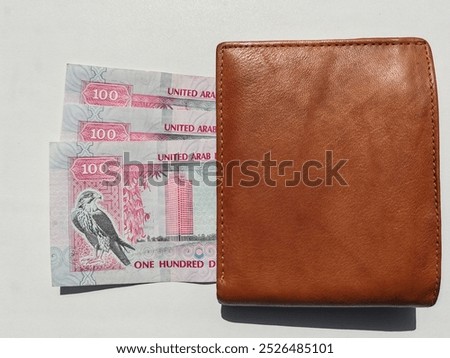 Currency notes, UAE Emirates currency 100Aed, Dirhams, Closeup of UAE Hundred dirhams currency notes, paper money 100 Aed dirhams.
Dirhams banknotes, UAE Emirati Paper currencies notes 100 dirham