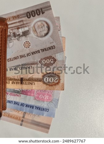 Currency notes, UAE Emirates currency aed Dirhams, Closeup of UAE dirhams currency notes, paper money aed dirhams.
United Arab Emirates Emirati aed dirhams bank notes isolated on white background. 