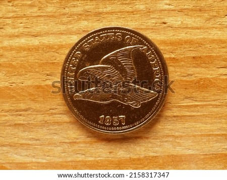 currency of the United States one dollar cent coin obverse showing Flying Eagle