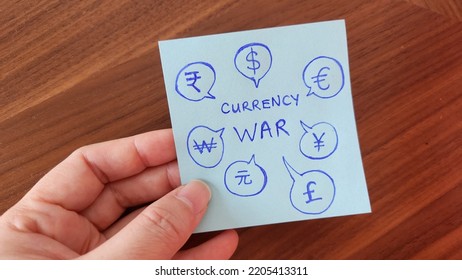Currency War Concept Using Currencies Symbols 