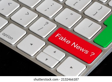 Current Affairs Fake News Key On A Computer Keyboard Isolated