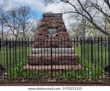 Current state of removed Columbus Statue in Wooster Square New Haven CT