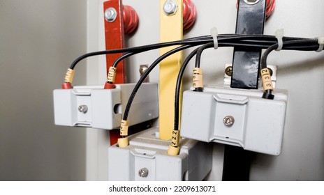 Current Transformer And Cooper Three Phase Power In Circuit Panel.