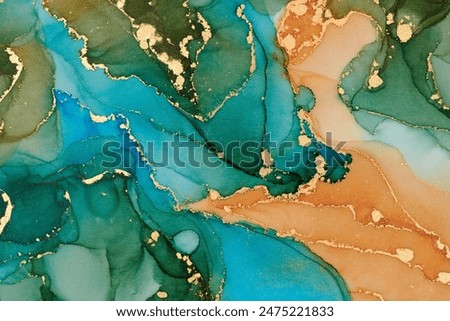 Currents of translucent hues, snaking metallic swirls, and foamy sprays of color shape the landscape of these free-flowing textures. Natural luxury abstract fluid art painting in liquid ink technique