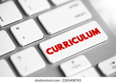 Curriculum text button on keyboard, concept background