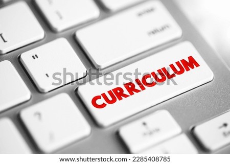 Curriculum text button on keyboard, concept background