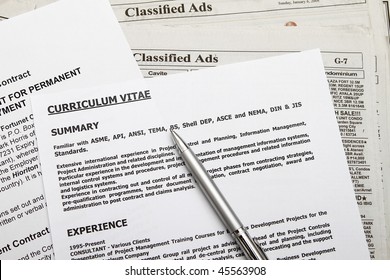 Curriculum vitae with employment contract found on classified ads.