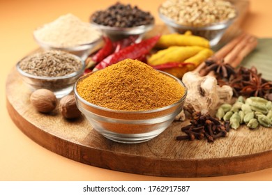 Curry Masala Powder with ingredients, Indian spice Powder. Selective focus - Powered by Shutterstock