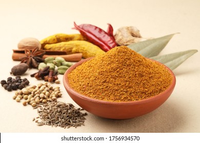 Curry Masala Powder with ingredients, this is a common spice ,curry powder  in Indian kitchen - Shutterstock ID 1756934570