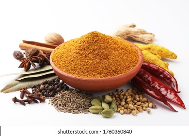 Curry Masala Powder with ingredients, this is a common spice ,curry powder  in Indian kitchen - Shutterstock ID 1760360840