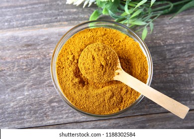 Curry Powder In A Glass Bowl 