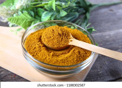 Curry Powder In A Glass Bowl 