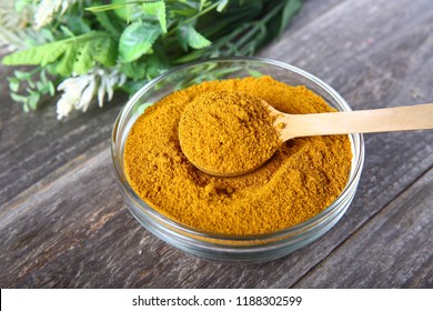 Curry Powder In A Glass Bowl 