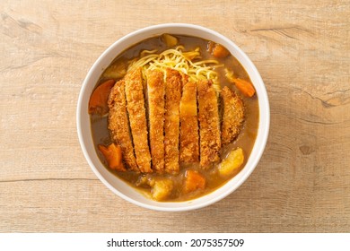 curry ramen noodles with tonkatsu fried pork cutlet - Japanese food style