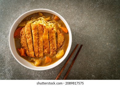 curry ramen noodles with tonkatsu fried pork cutlet - Japanese food style