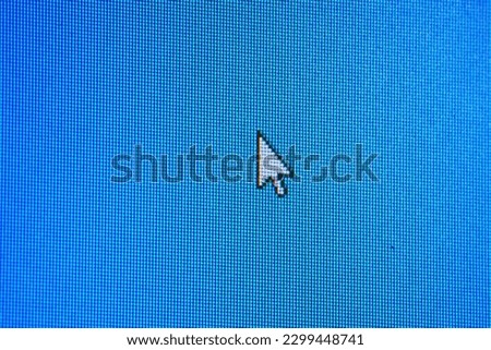 Cursor on blue screen. Search on the Internet. Follow. PC, mouse, link, screen, world wide web, program, online, monitor, technology, science                              