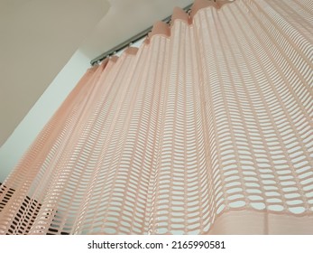 Curtain Hanging From The Ceiling To Separate The Room In The Hospital. Selective Focus