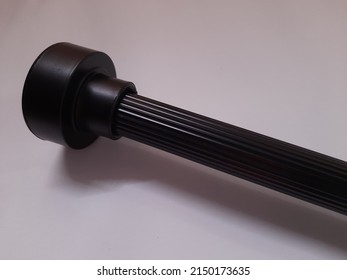 Curtain Pole Rod Isolated. Black Curtain Pole Rod