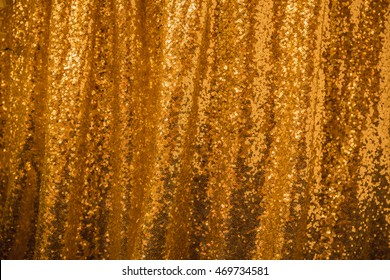 Curtain Wedding Background With Gold Glitter Close-up