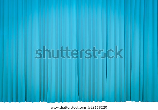 Curtains Object Blue Velvet Drapes Representing Stock Photo Edit