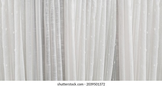 Curtains With Sheer Fabric Sunlight Can Pass Through Used To Decorate The House To Be Beautiful, Wedding Backdrop Decorative Window, Background Of Fabric Texture White Gray