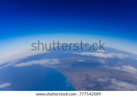 Curvature of planet earth. Aerial shot.