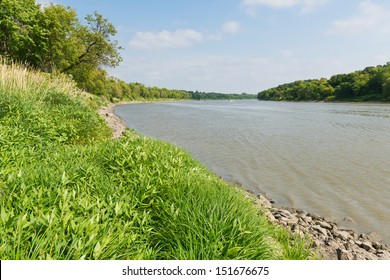 Curve In The Red River Near Selkirk, Manitoba, Canada