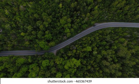 Curved aerial road from a drone