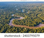 The curved Amazon River in Iquitos