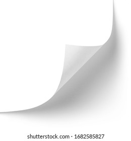 Curved corner of a paper page, isolated on white background - Shutterstock ID 1682585827