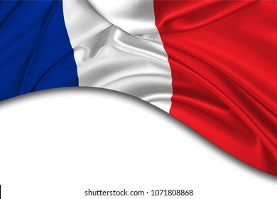 Curved Flag Of France With White Free Space