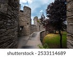 Curved Path Along the Walls of Gravensteen Castle - Ghent, Belgium