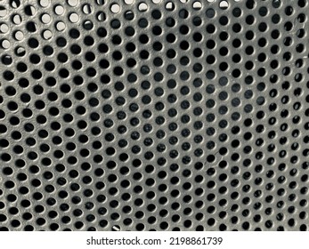 Curved Perforated Metal Sheet Close Up Black And White