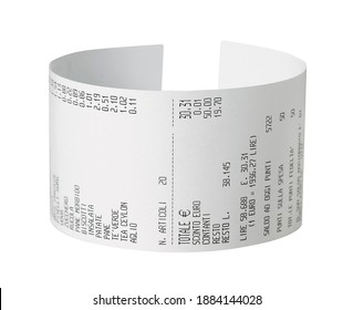 Curved Receipt, Isolated On White Background