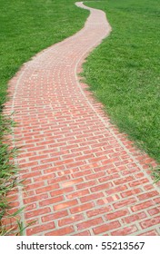 Curved Red Brick Walkway