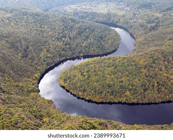 Curved river in Czechia - Vyhlidka Maj